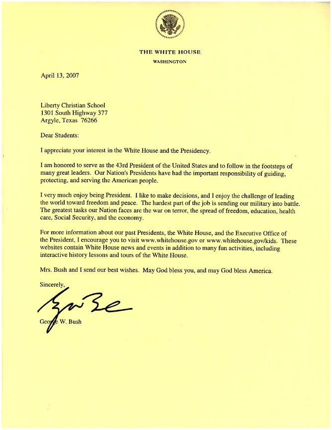 Letter from President Bush